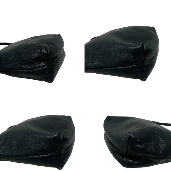 Baggu Black Soft Milled Leather Crossbody Shoulder Bag Minimalist Classic - Picture 8 of 12
